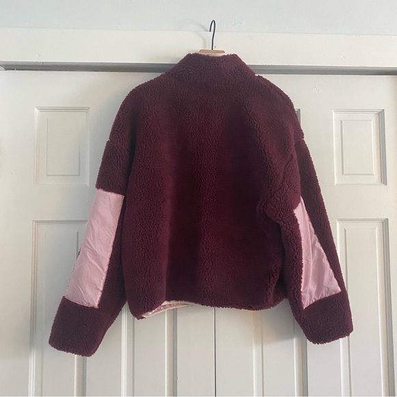 Fabletics Burgundy and Pink Tahoe Teddy Jacket NWT size medium - Picture 7 of 9